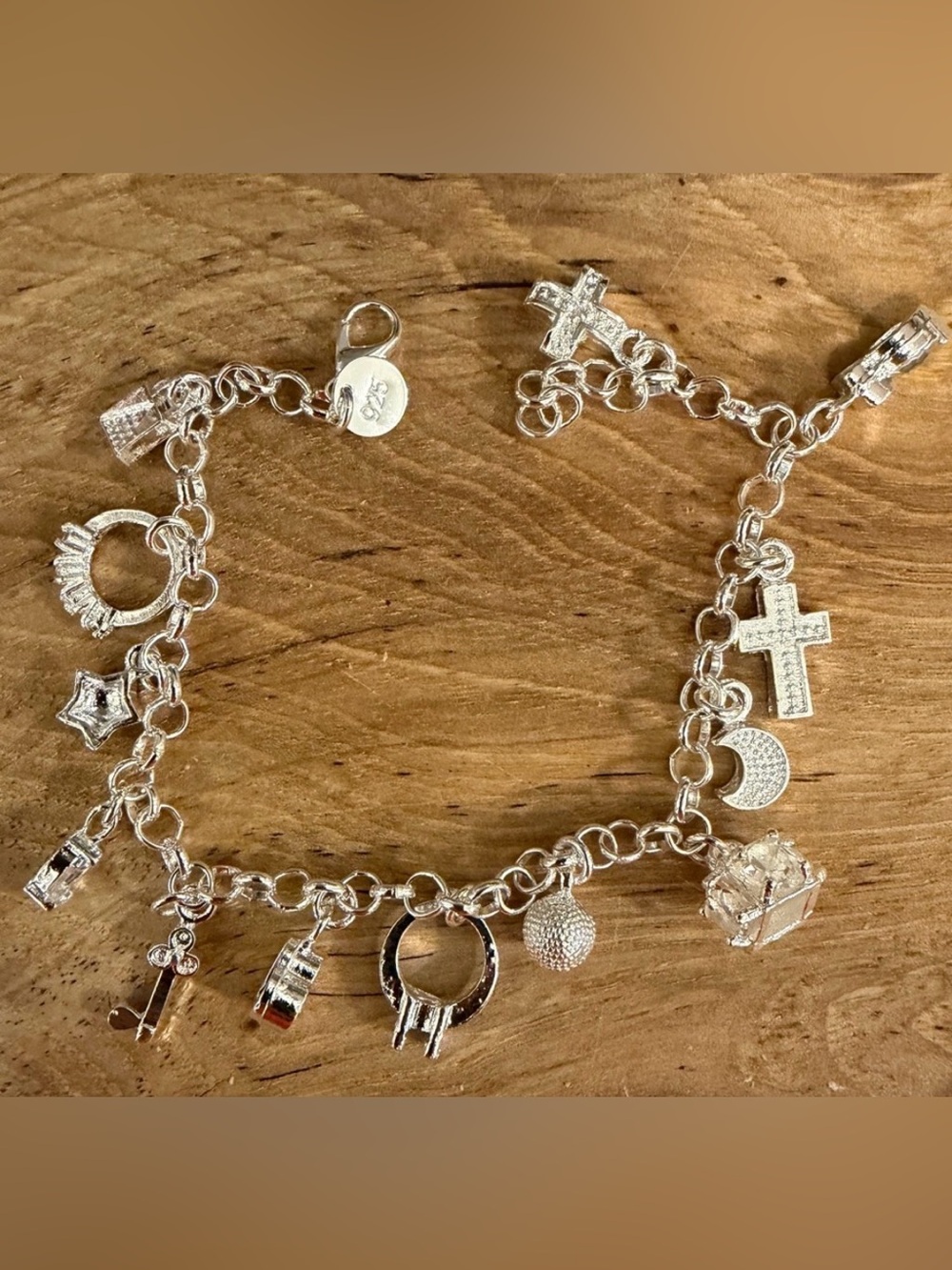 925 Sterling Silver Charm Bracelet NEW